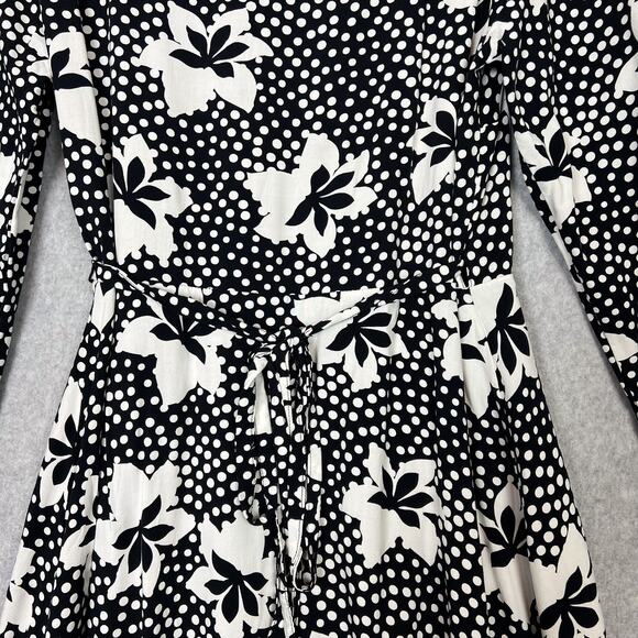 Anthropologie Porridge Black White Floral Amity Wrap Dress Size Small - Picture 7 of 10